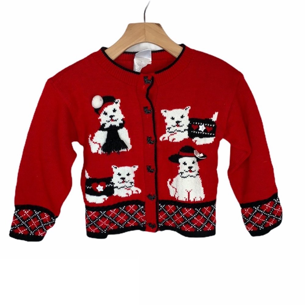 Vintage "Jet Set" Puppy Button up Sweater